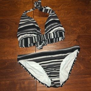 Black, White, and Grey Bikini Set